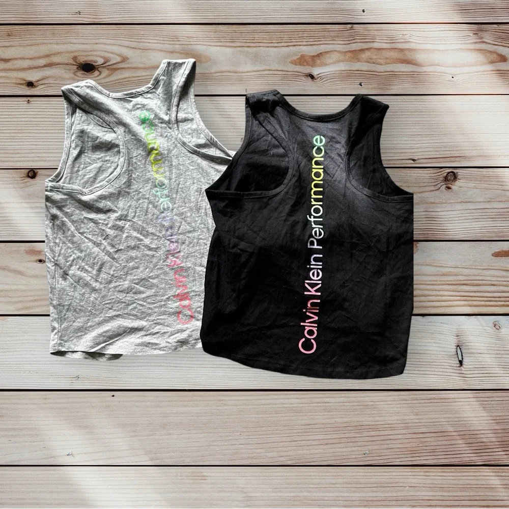 Calvin Klein Performance Girls Racerback Tank Tops. - Picture 2 of 3